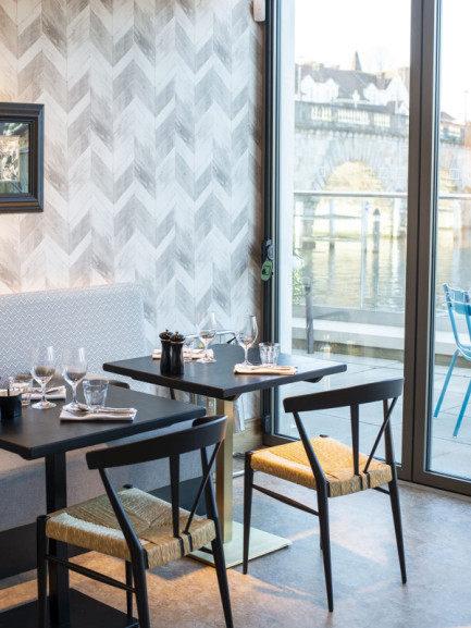 Michel Roux Sr, the famous starred Chef, renewed his trust in EuroCave - Photo: Roux at Skindles, a chic French inspired Brasserie