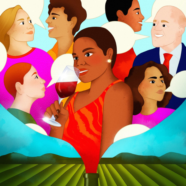 The illustration by Romane Laurière for the article by Chasity Cooper for the EuroCave magazine