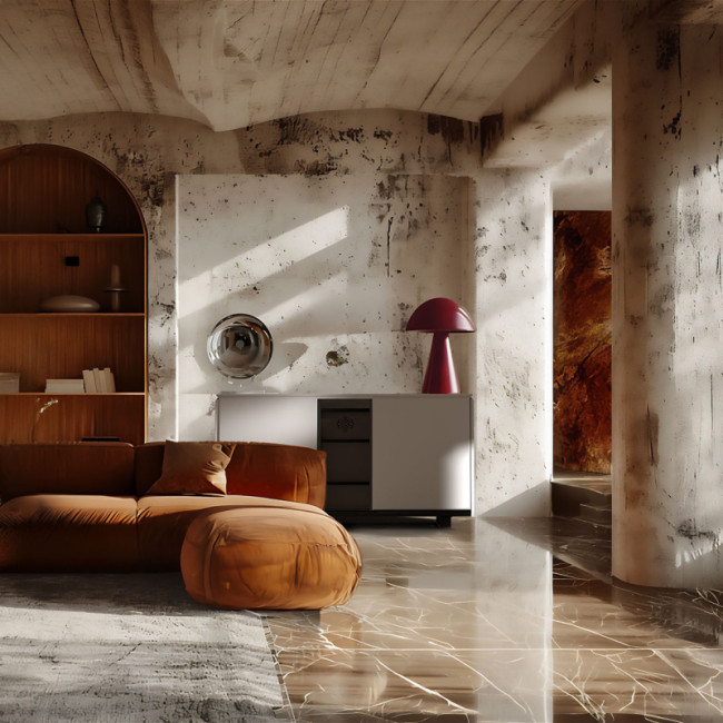 Low buffet, trendy interior architecture for high-end apartments or houses. Vintage piece reinterpreted with fine finishes.