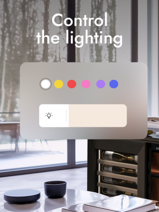 Lighting customization for the Harmonie cabinet with EuroCave Connect: adjust color, intensity and ambiance from a smartphone.