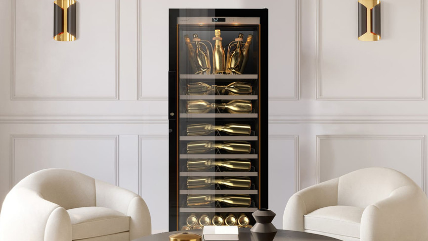 The EuroCave champagne cooler creates ideal conditions for bringing your champagne to a perfect serving temperature and displaying your precious bottles.