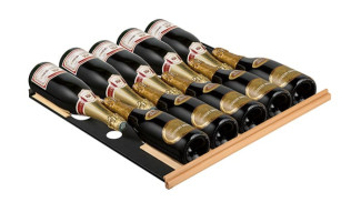 A wine cooler shelf specially designed for champagne bottles.